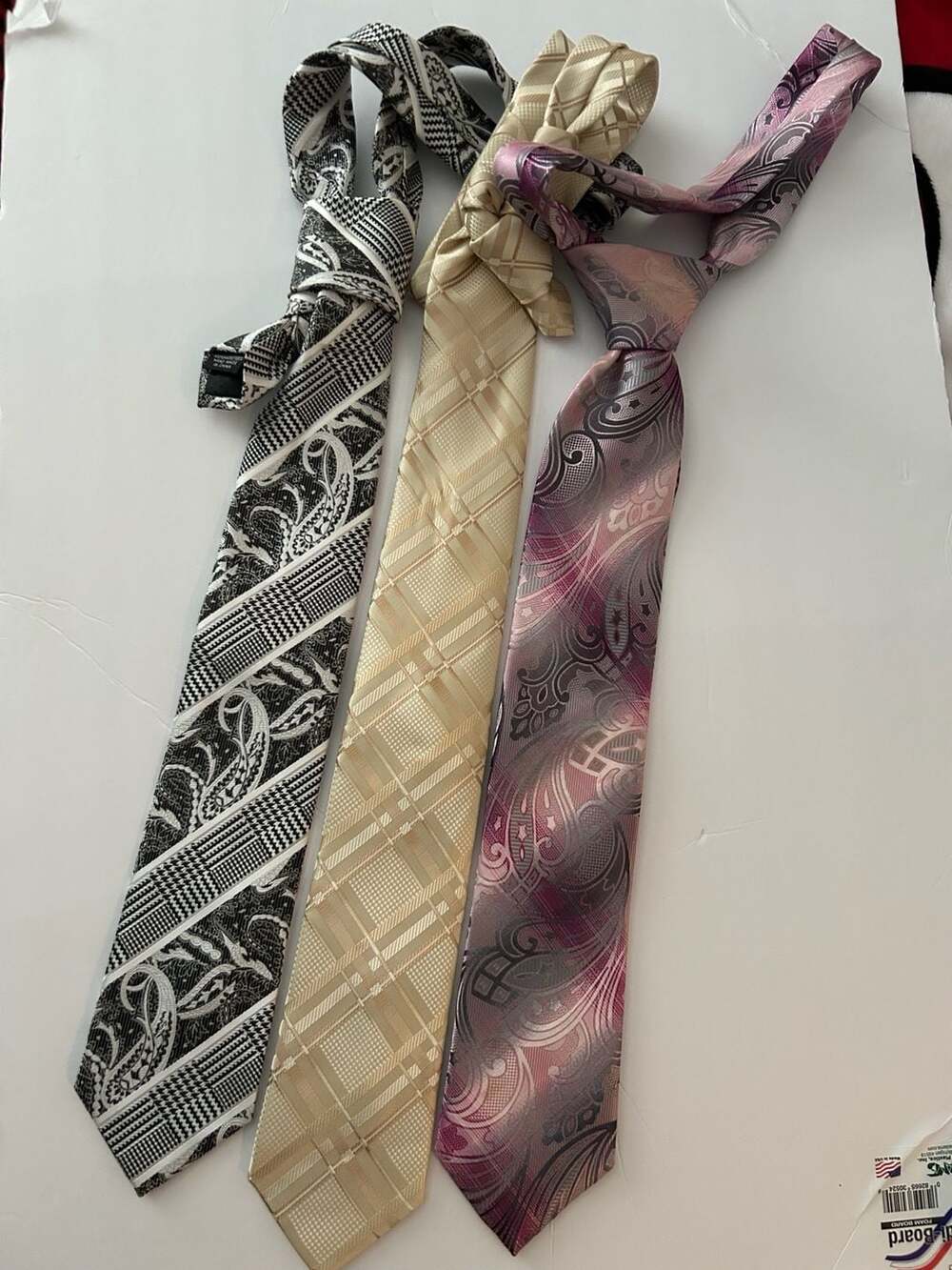Stacy Adams Lot of 3 Men's Neckties Paisley and Plaid Patterns